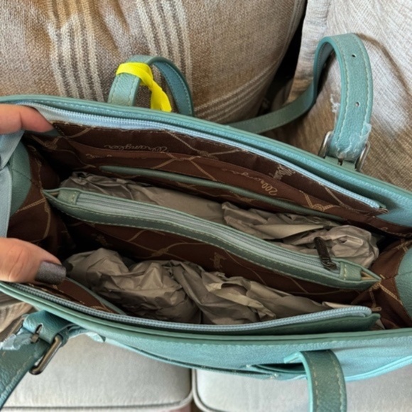 WRANGLER leather aztec concealed carry turquoise tote bag NWT - Picture 14 of 16